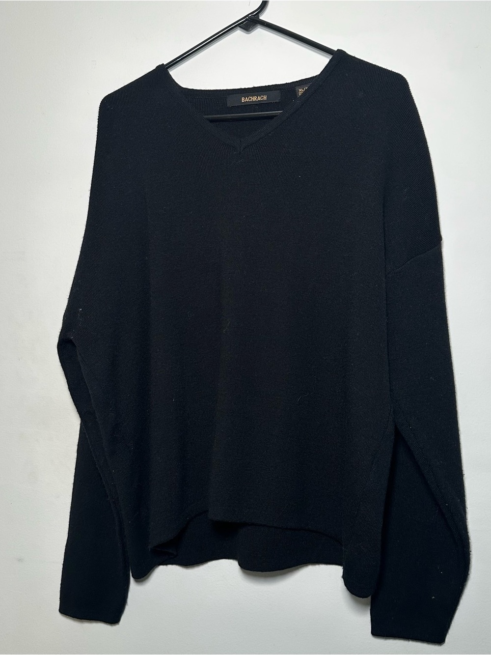 Bachrach Black V-Neck Wool Blend Sweater XL Men’s Lightweight Knit Pullover - Picture 4 of 15